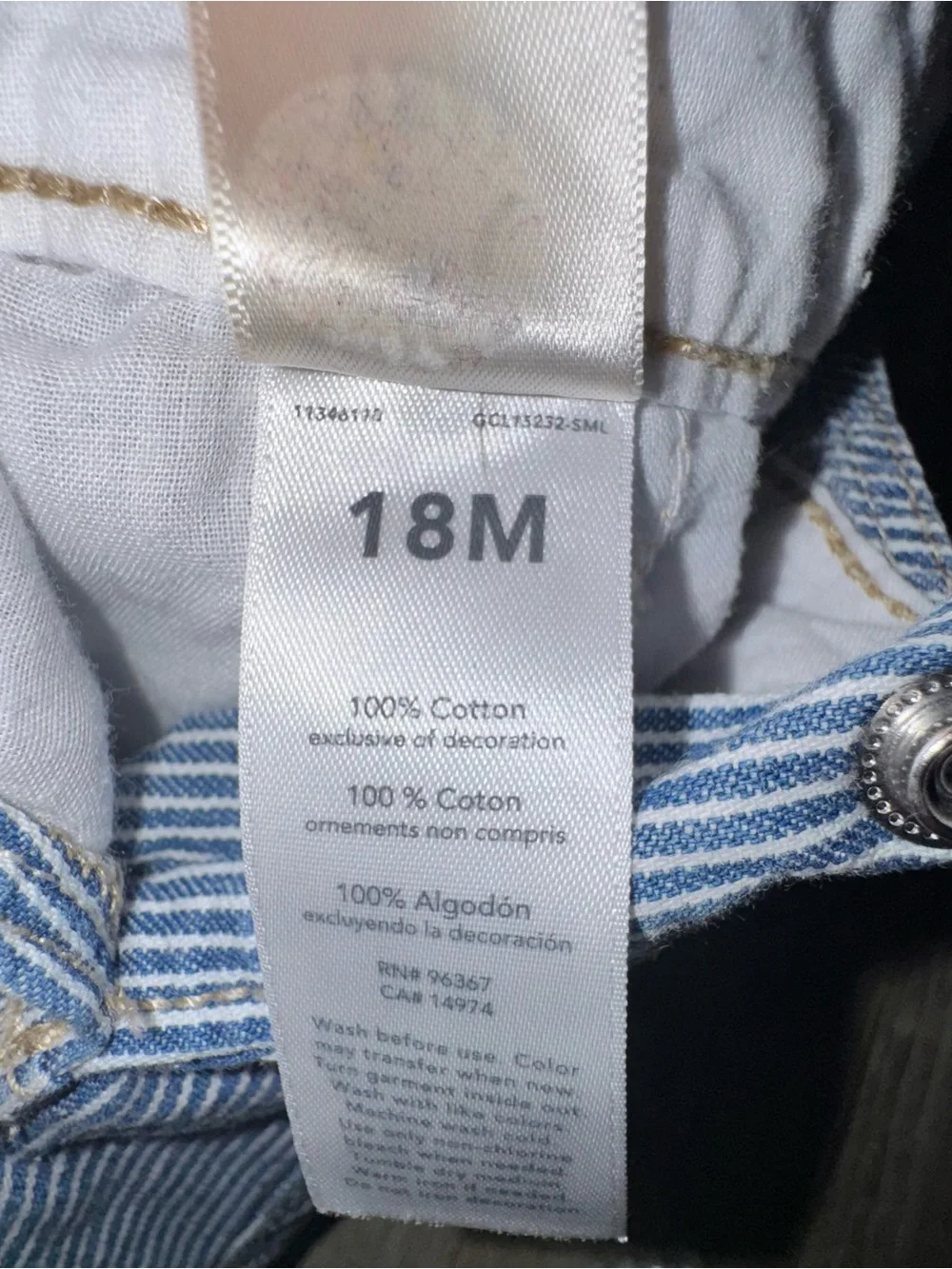 OshKosh B'gosh Light Blue Striped Denim Overall Dress